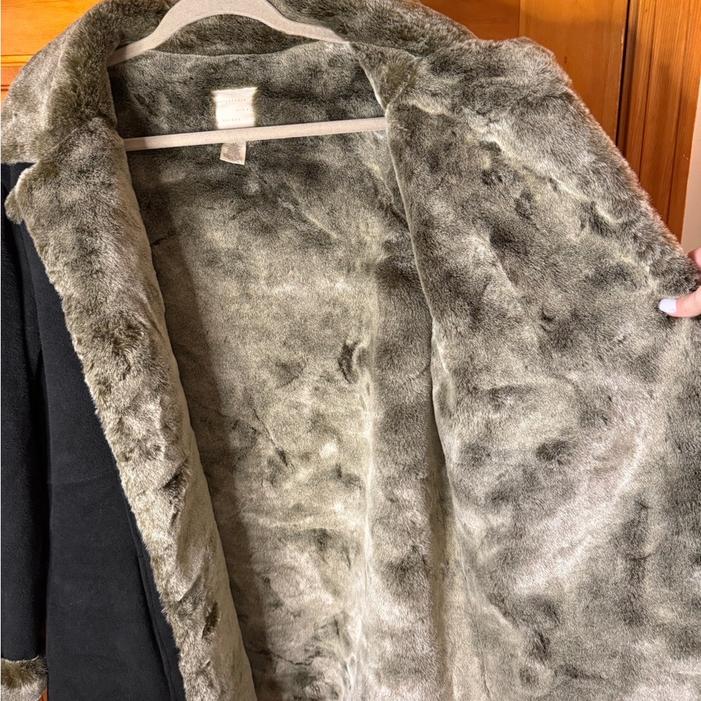 J. Jill Faux Fur Lined Wool Blend Coat Womens Size Large Tall - Picture 9 of 9